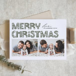 Cartão De Festividades Taupe Green Scandinavian, Natal de duas fotos<br><div class="desc">Envie alegria de férias com nosso cartão de Natal personalizável, com duas fotos, com uma fascinante tipografia no estilo escandinavo. Este cartão de Natal de colagem de fotos combina lindamente a estética moderna com o espírito festivo, permitindo que você mostre duas de suas fotos favoritas. A tipografia moderna é complementada...</div>