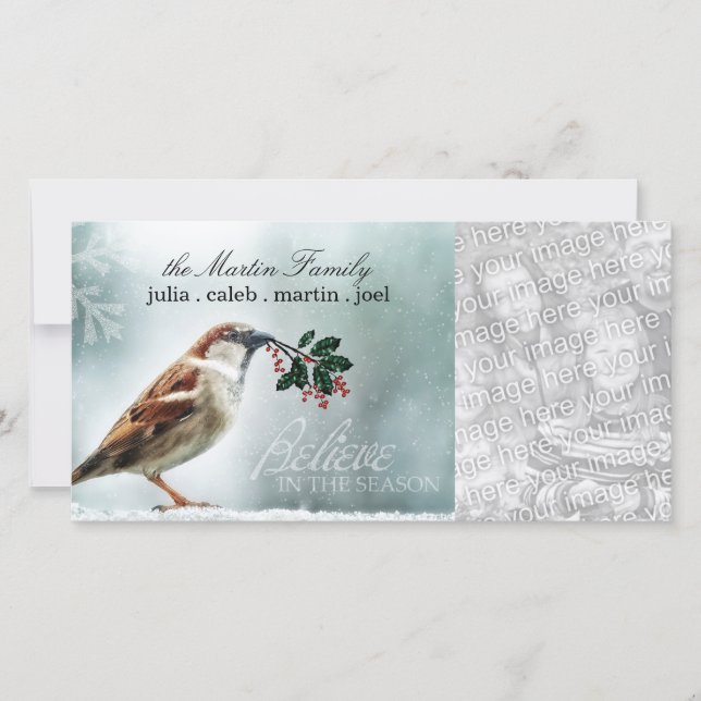 Cartão De Festividades TCWC - Holiday Snowy House Sparrow (Frente)