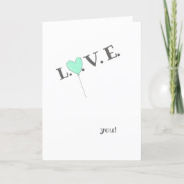 Cartão De Festividades Te Amo - Balão De Teal Bonito