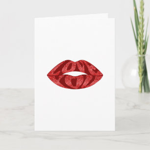 Cartão De Festividades Te amo com letras brilhantes lábios dentro