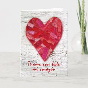 Cartão De Festividades Te amo con todo mi corazon, Spanish Valentine Card