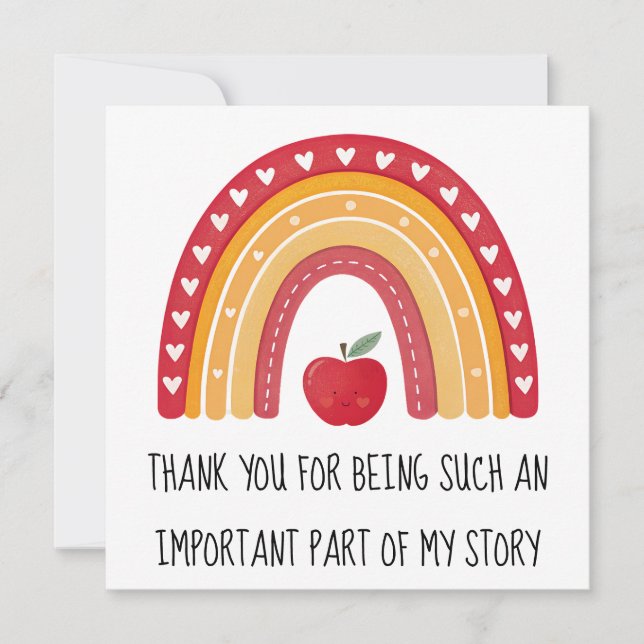 Cartão De Festividades Teacher Appreciation Card – Rainbow Thank You (Frente)