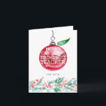 Cartão De Festividades Teacher Appreciation | Personalized Christmas Card<br><div class="desc">Honor a special educator in your life with a personalized teacher gift. They have gone above and beyond to encourage your child’s learning and potential. Their patience in dealing with 20 kids (and those 20 kids’ parents) is admirable. And you see how much your child enjoys going to school every...</div>