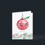 Cartão De Festividades Teacher Appreciation | Personalized Christmas Card<br><div class="desc">Honor a special educator in your life with a personalized teacher gift. They have gone above and beyond to encourage your child’s learning and potential. Their patience in dealing with 20 kids (and those 20 kids’ parents) is admirable. And you see how much your child enjoys going to school every...</div>