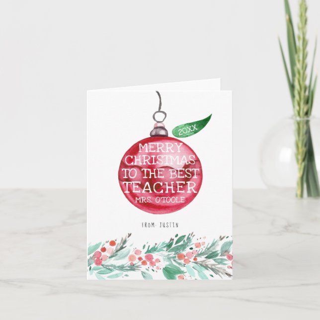 Cartão De Festividades Teacher Appreciation | Personalized Christmas Card (Frente)