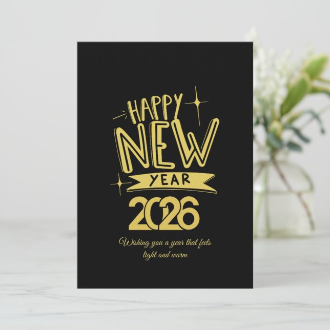 Cartão De Festividades Teacher Happy New Year Card 2026 Thank You (Em pé/Frente)