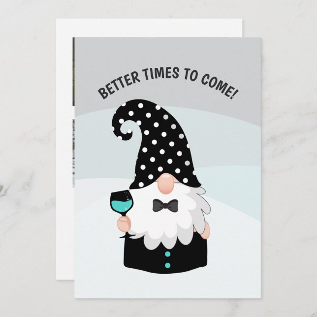Cartão De Festividades Teal and Black Gnome Happy Holidays Photo Collage (Frente/Verso)