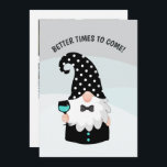 Cartão De Festividades Teal and Black Gnome Happy Holidays Photo Collage<br><div class="desc">Trendy colorways holiday greetings card featuring a cute gnome with a glass of champagne. Square instagram photos are ideal.</div>
