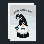 Cartão De Festividades Teal and Black Gnome Happy Holidays Photo Collage<br><div class="desc">Trendy colorways holiday greetings card featuring a cute gnome with a glass of champagne. Square instagram photos are ideal.</div>