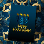 Cartão De Festividades Teal Blue Menorah Flames Happy Hanukkah Card<br><div class="desc">Itens temáticos de feriado projetados por Umua. Impresso e enviado pela Zazzle ou suas afiliadas.</div>
