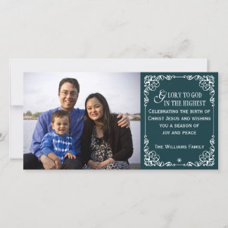 Cartão De Festividades Teal Christian Vintage Christmas Photo Cards