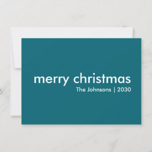 Cartão De Festividades Teal Christmas Fumaça Azul Limpa Mínima Simple