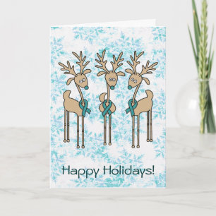 Cartão De Festividades Teal Ribbon Reindeer