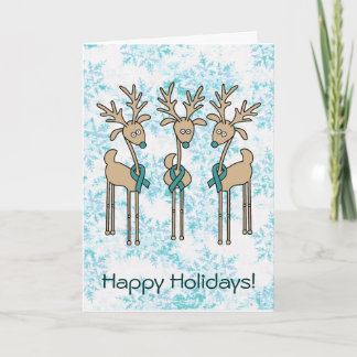 Cartão De Festividades Teal Ribbon Reindeer