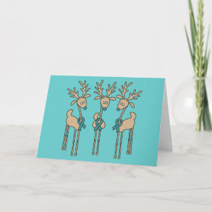 Cartão De Festividades Teal Ribbon Reindeer