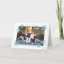 Cartão De Festividades Teal Shimmering Chic Snowflake Foto de Feriado
