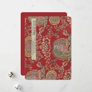 Cartão De Festividades Tecido vermelho antigo francês de Villefranche