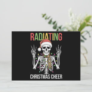 Cartão De Festividades Técnico de Raio-X de Esqueleto de Papai Noel de Na