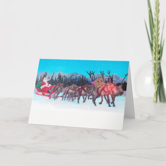 Cartão De Festividades Teddies in the snow, (Frente)