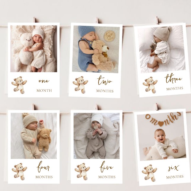 Cartão De Festividades Teddy Bear First Anniversary Photo Banner Card (Criador carregado)