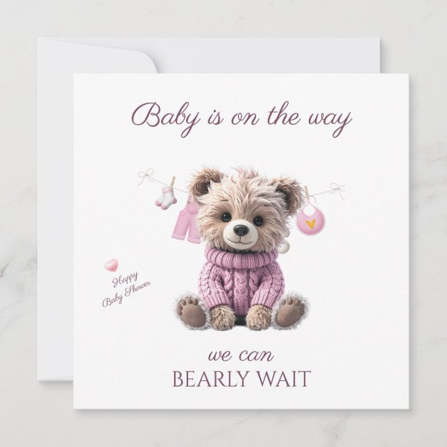 Cartão De Festividades Teddy Bear pink jumper Congratulations (Frente)