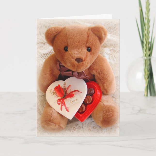 Cartão De Festividades Teddy Bear Valentine Card--Love You Beary Much (Frente)
