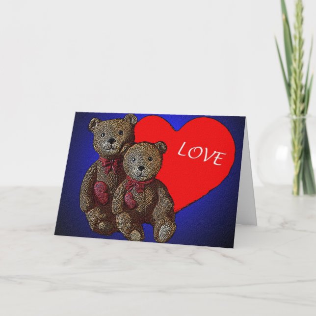 Cartão De Festividades Teddy Bears Valentine's Day Card (Frente)
