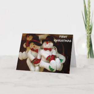 Cartão De Festividades Teddys dizem FELIZ 1º NATAL