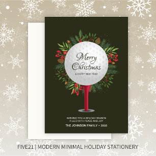 Cartão De Festividades Tee de Golfe Festivo Atirou Na Greenerescência de 