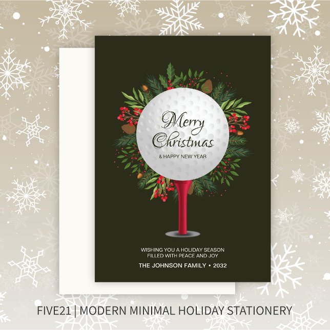 Cartão De Festividades Tee de Golfe Festivo Atirou Na Greenerescência de  (Criador carregado)