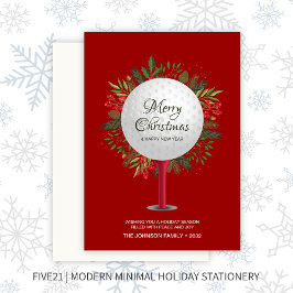 Cartão De Festividades Tee de Golfe Festivo Atirou Na Greenerescência de 