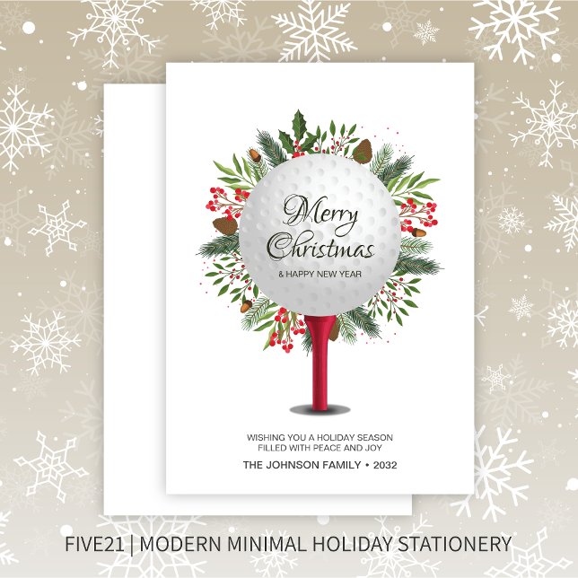 Cartão De Festividades Tee de Golfe Festivo Atirou Na Greenerescência de  (Criador carregado)