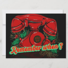 Cartão De Festividades Telefone antigo de Natal Vermelho