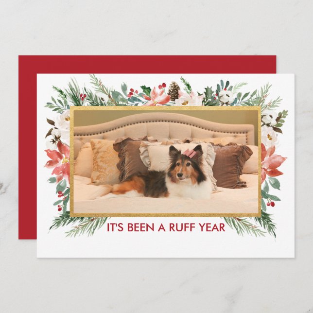 Cartão De Festividades Tem sido um ano duro | Foto de cão Natal (Frente/Verso)