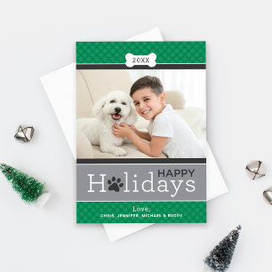 Cartão De Festividades Tema de Cachorro Verde Moderno Feliz Feriados
