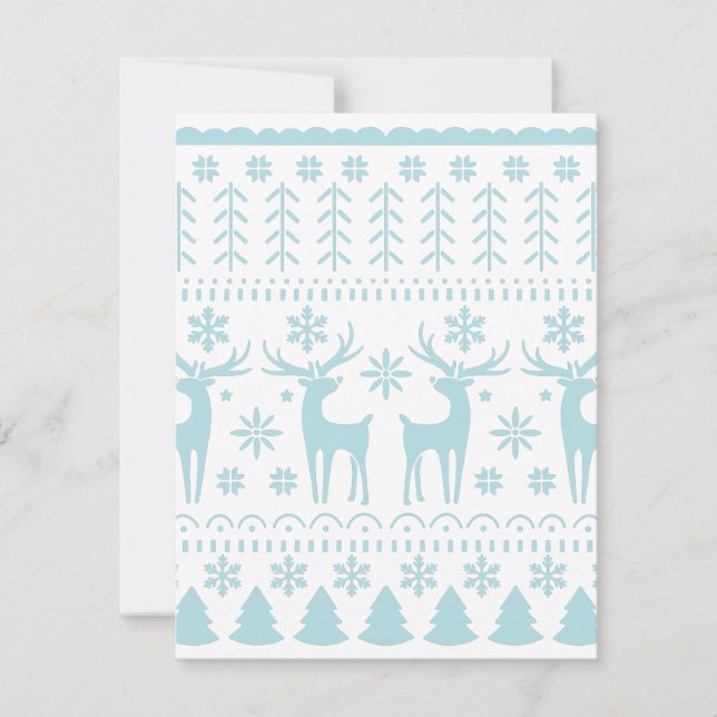 Cartão De Festividades Tema de Inverno de Arte Popular Azul Ártico (Frente)