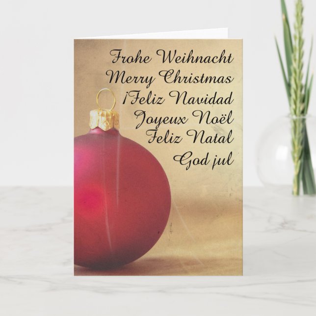 Cartão De Festividades Tema de Natal com bola de Natal (Frente)