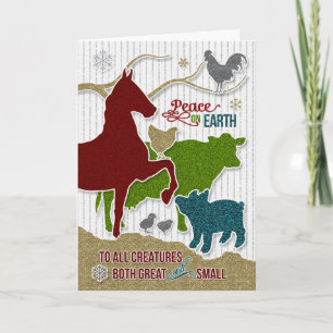 Cartão De Festividades Tema do Livro de Natal de Animais do Barnyard