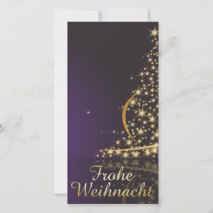 Cartão De Festividades Tema natalino roxo escuro com árvore de Natal