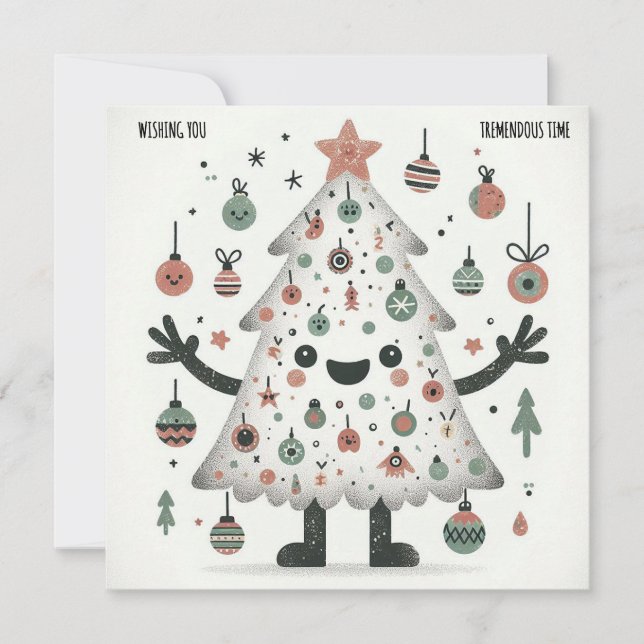 Cartão De Festividades Tempo Muito Rosa-Árvore (Frente)