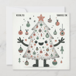 Cartão De Festividades Tempo Muito Rosa-Árvore