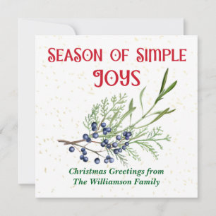 Cartão De Festividades Temporada de Alegrias Simples Blue Juniper Natal