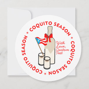 Cartão De Festividades Temporada de Coquito Personalizado Foto Texto Círc