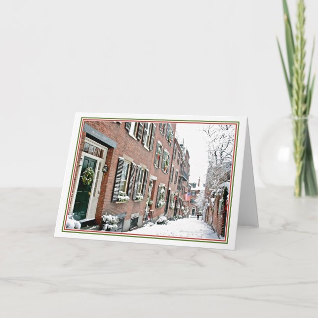 Cartão De Festividades Temporada de Feriados Beacon Hill: Boston MA: (Frente)