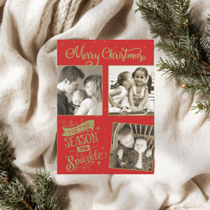 Cartão De Festividades Temporada para Brilhar Natal glitter personalizado