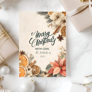 Cartão De Festividades Temporada Rústica de Inverno Feliz Natal