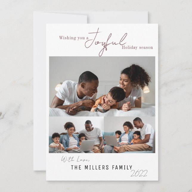 Cartão De Festividades Temporadas de Férias Alegres e Elegantes 3 Foto  (Frente)