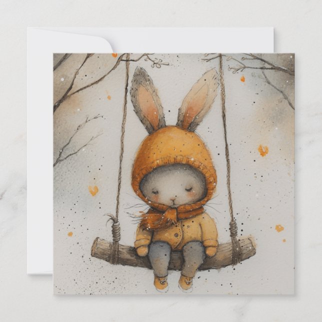 Cartão De Festividades Tender Bunnies: Expressões Encantadoras 🐇 🐰 Digi (Frente)