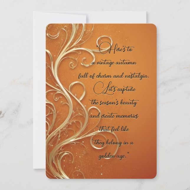 Cartão De Festividades Tendrils - Ouro de outono - Tendrils Orange Settin (Frente)