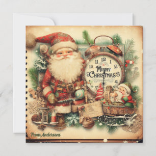Cartão De Festividades Tendy Vintage - Imagem Retroativa Santa Claus